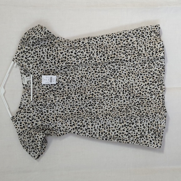 J Crew White Beige Cheetah Print Cap Sleeve Blouse Size Medium New with Tags - Picture 1 of 7